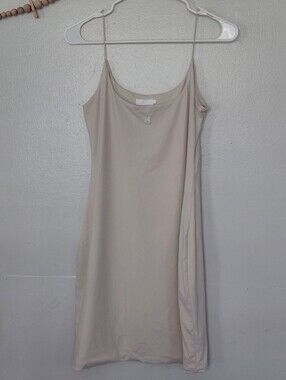 Meshki Cream Ivory Bodycon Smooth Sliky Slip Mini Party Club Dress NWOT Size L